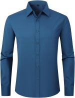 Dress Shirts for Men's Long Sleeve Button Down Shirt Slim Fit Business Formal Stretch Shirt