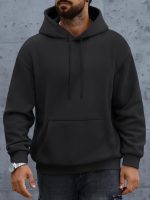 Mens Oversized Hoodies Fall Sweatshirt Winter Fleece Hooded Collar Drawstring Pullover With Pockets - Image 2