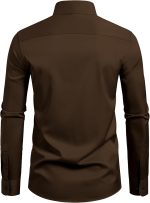 Men's Athletic Slim Fit Long Sleeve Button Down Shirts for Gym Business Casual Stretch Tops Breathable Solid Dress Shirts - Image 2