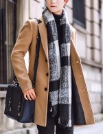 Mens Black Trench Coat Notched Lapel Single Breasted Long Peacoat Overcoat - Image 2