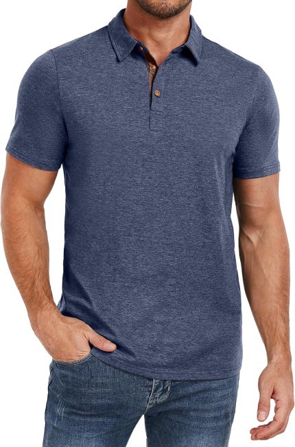 Mens Polo Shirts Short Sleeve Casual Cotton Golf Shirts Performance Polo Shirts for Men